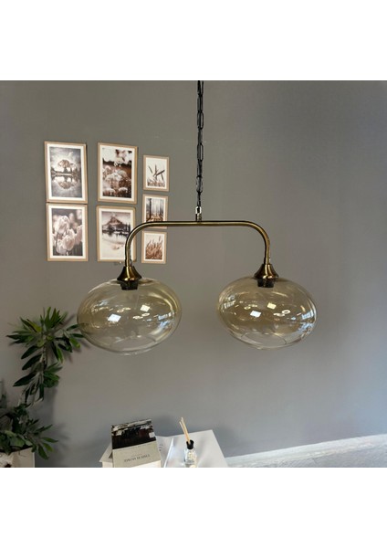 Ikili Solvia Cam Bal Rengi Avize Candela Başlık Yemek Masası Salon Aydınlatma modelleri