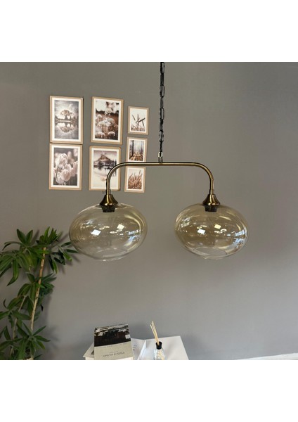 Ikili Solvia Cam Bal Rengi Avize Candela Başlık Yemek Masası Salon Aydınlatma fırsatları