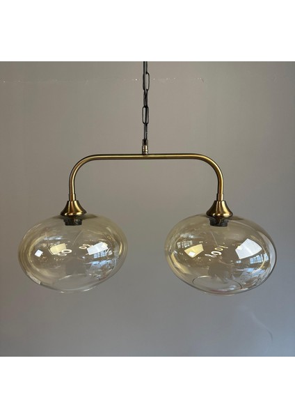 Ikili Solvia Cam Bal Rengi Avize Candela Başlık Yemek Masası Salon Aydınlatma indirimleri