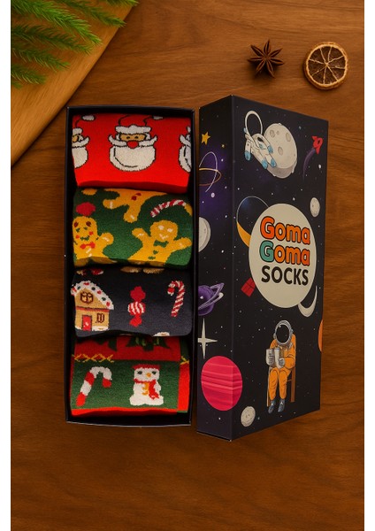 Gingerbread, Ev ve Kardan Adam Desenli 4’lü Yılbaşı Çorap Seti fiyatları