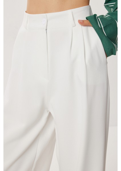 Cepli Dokuma Palazzo Pantolon LGK0007 Beyaz indirimleri