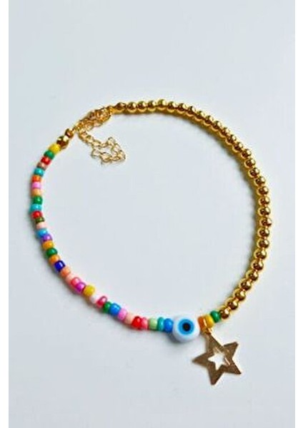 Renkli Boncuk Yıldız Nazar Halhal modelleri