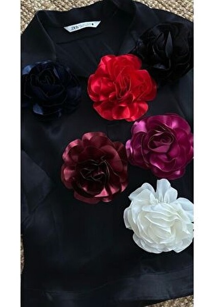 Iğneli Kumaş Çiçek Broş Gül Broş Siyah modelleri