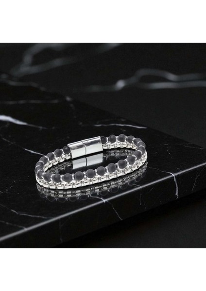 Elmas Kesim Hematit ve Çelik Zincir Bileklik 9592B21D1 fiyatları