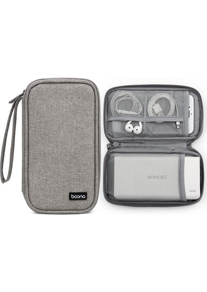 Baona BN-E003 Aksesuar Düzenleyici Çanta Seyahat Düzenleme Çantası Bilek Saklama Çantası Power Bank, Şarj Kablosu ve Kulaklık Için - Gri (Yurt Dışından)