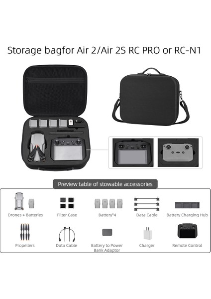 Brdrc DJI-9565 Saklama Çantası Taşıma Çantası Djı Air 2 / 2s Drone Gövdesi Rc Pro / Rc-N1 Uzaktan Kumanda Omuz Çantası (Yurt Dışından) indirimleri
