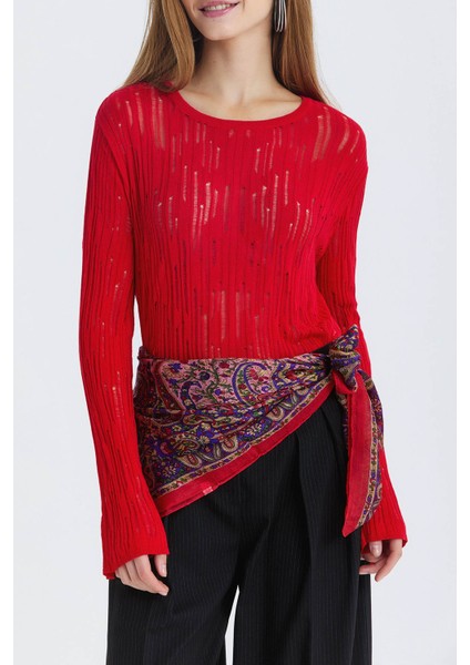 Etnik Desenli Hint Ipeği Şal Kırmızı - Mor modelleri