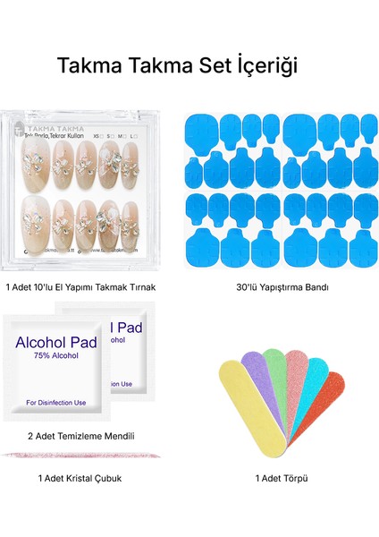 10'lu Ten Rengi Kısa Oval TT1388 Tekrar Kullanılabilir El Yapımı Protez Takma Tırnak - Ten Rengi-XS fiyatları