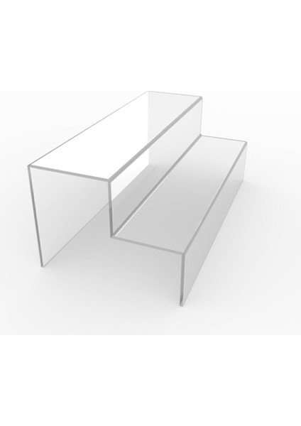 Pleksi Şeffaf Merdiven Sergileme Standı 2 Kademeli 20 cm