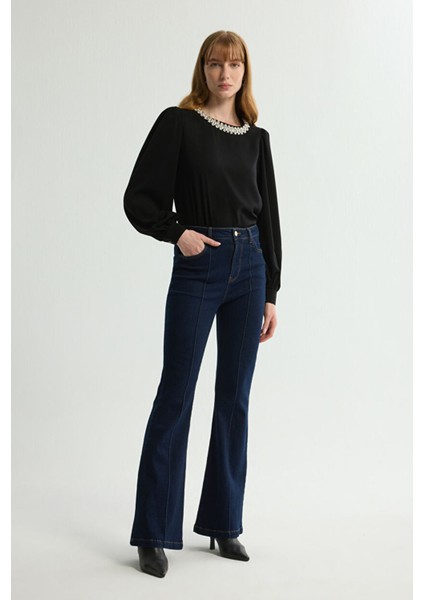 Ispanyol Paça Jean Pantolon Lacivert 153L9726000 fırsatları