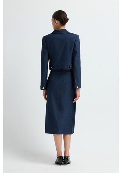 Yırtmaçlı Etek Lacivert 12745796000