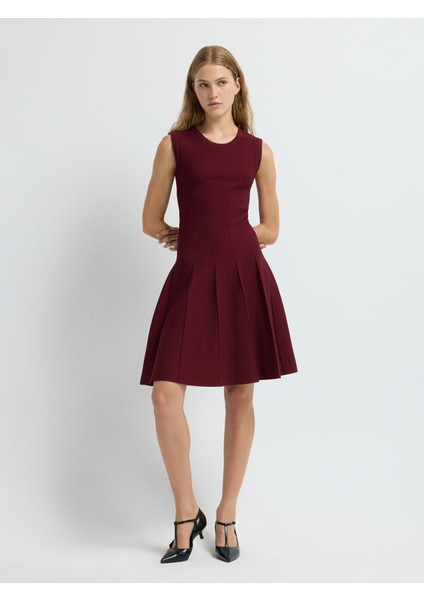 Kolsuz Triko Elbise Bordo 12445593000