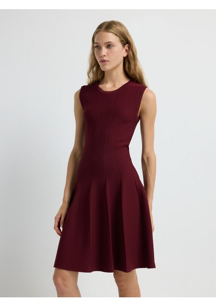 Kolsuz Triko Elbise Bordo 12445593000