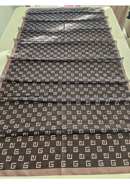 G Desenli Açık ve Koyu Kahve Renkleriyle Soft Şal