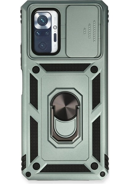 Xiaomi Redmi Note 10 Pro Kılıf Pars Lens Yüzüklü Silikon - Yeşil - MRS6609-4931