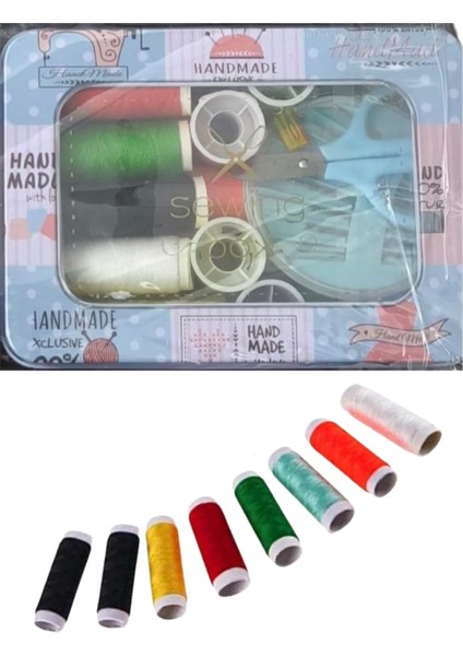 Iplik Set Teneke Kutu Kare Plastik Dikiş Seti