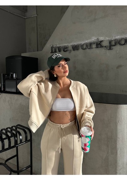 Kadın Şardonlu Üç Iplik Kışlık Eşofman Takımı