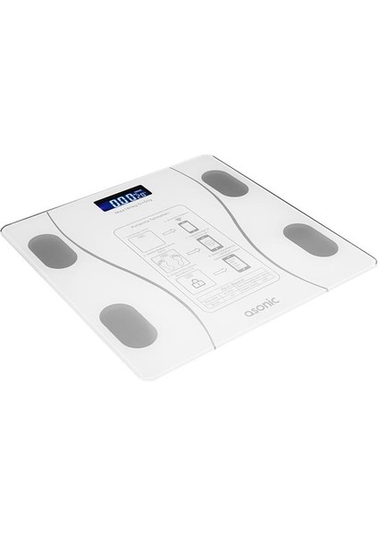 Asonic BS260 Beyaz 260X260 mm Dijital Bluetooth Baskül (2*aaa Pil Hediyeli) fiyatları