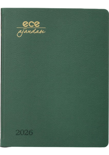 Ajandası Alaçatı 2026 Yeşil - Haftalık 110GR. Ithal Kağıt Lastikli 18,5X23,5