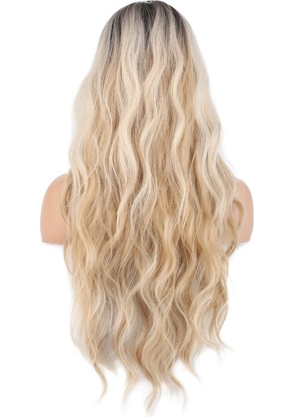 Uzun Su Dalgası Fiber Sentetik Peruk / Kumral / Bal Köpüğü Ombre ve Platin Röfleli indirimleri