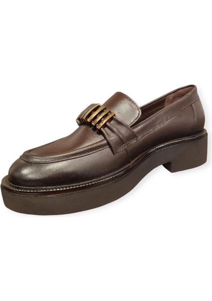 2411551K Kalın Taban Tokalı Loafer Deri Kadın Ayakkabı modelleri