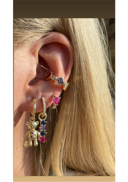 Renkli Sallantılı Halka Küpe