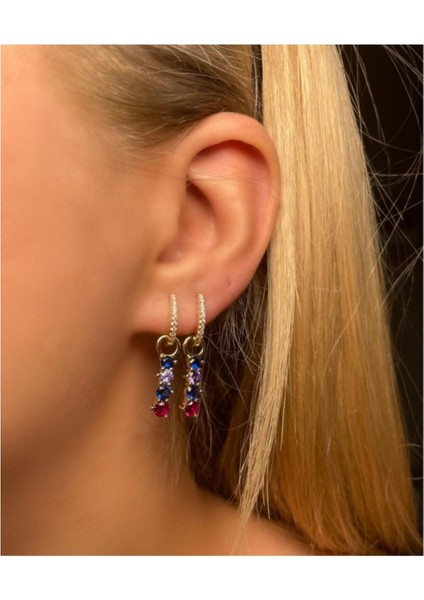 Renkli Sallantılı Halka Küpe modelleri