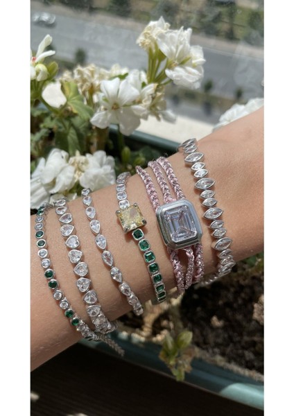 Toz Pembe Renkli Örme Zincir Bileklik 925 Ayar Gümüş Farklı Renklerde Sipariş Oluşturabilirsiniz fırsatları