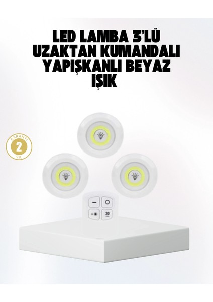 Buğz Kablosuz Gün Işığı 3’lü LED Spot Lamba Kumandalı