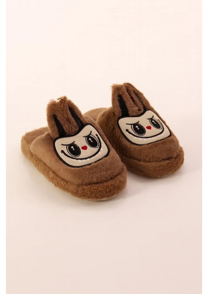 Pofuduk Sessiz Taban Figürlü Ev Terliği Tüylü Terlik