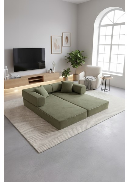 Luxıvo Yeşil Modern Kumaş Koltuk-Geniş ve Rahat Oturumlu Kanepe-Uzanmalı Koltuk fiyatları