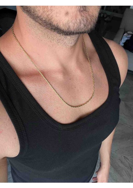 Erkek Altın Renk Stainless Steel Ince Halat Zincir Kolye 60 cm – Suya Dayanıklı fiyatları