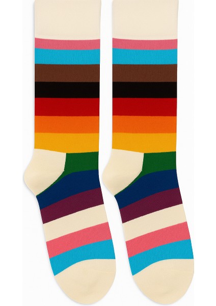 Modern Çember Desenli Renkli Kadın Çorap