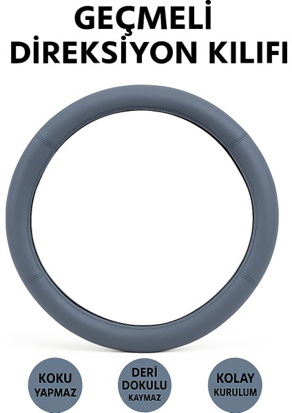 Kia Sportage 2004-2010 Geçmeli Direksiyon Kılıfı Delikli Gri Deri fırsatları