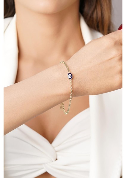 14 Ayar Altın Doch Zincirde Lacivert Mineli Nazarlık Bileklik fırsatları