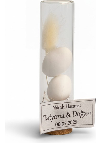 7 cm Cam Tüpte 2 Adet Badem Şekerli Pamuk Otlu Nikah Şekeri & Hediyeliği fiyatları