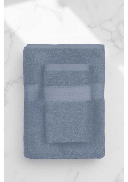 2 Parça Battal Lüks Premium Banyo Spa Havlu Takımı 90X170 cm Indigo