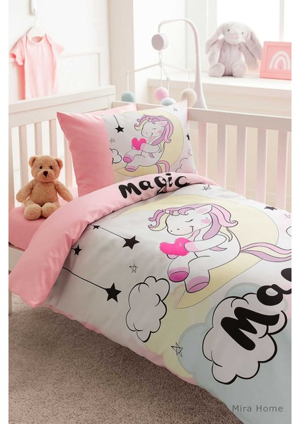 Dijital Baskılı 3D Pamuklu Yenidoğan Bebek Nevresim Takımı Magic