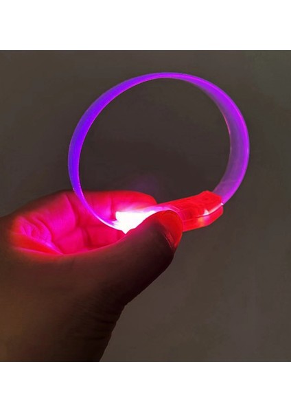 3 Modlu Pilli LED Işıklı Esnek Parti Bilekliği Pembe
