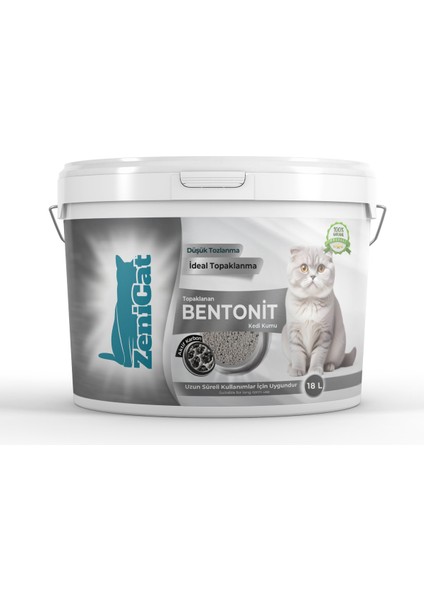 Aktif Karbonlu Kedi Kumu Ince Taneli Doğal Bentonit 18 Lt