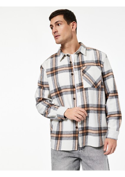 Uzun Kollu Regular Fit Cep Detaylı Klasik Yaka Oduncu Gömleği