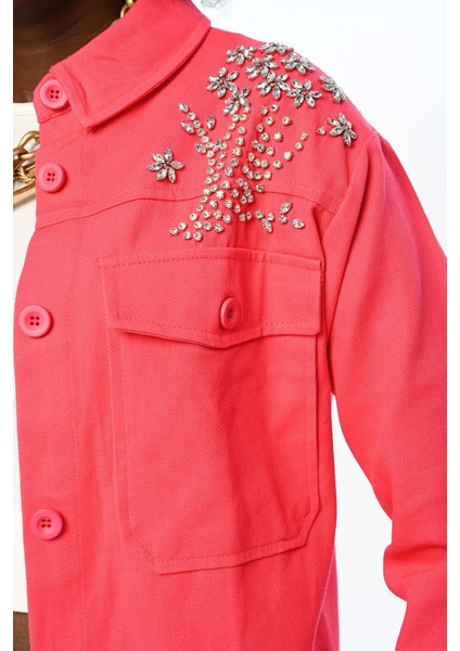 Robası Taş Işlemeli Gabardin Pamuk Ceket modelleri