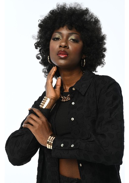 Kadın Siyah Desenli Gömlek fiyatları