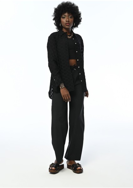 Kadın Siyah Desenli Gömlek modelleri