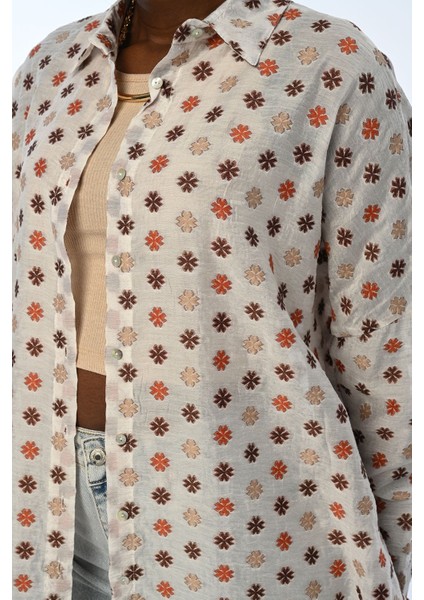 Kadın Çiçek Desenli Oversıze Kalıp Gömlek fiyatları