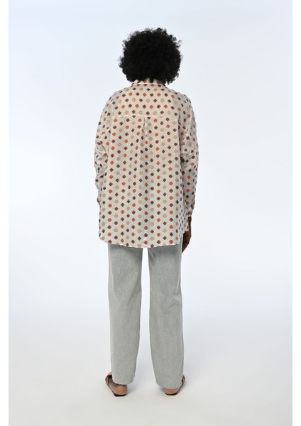 Kadın Çiçek Desenli Oversıze Kalıp Gömlek indirimleri