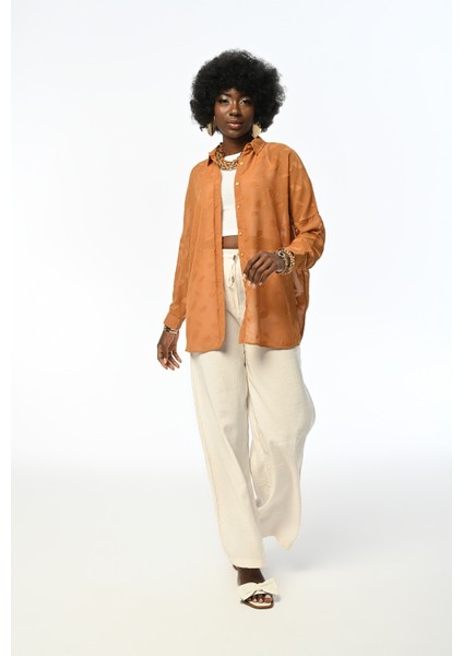 Kadın Oversıze Desenli Şifon Ince Gömlek modelleri