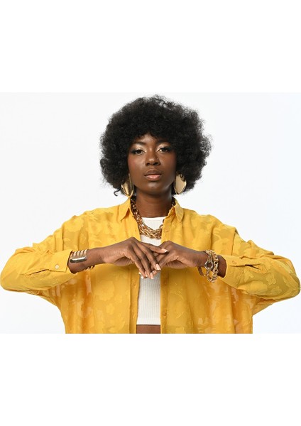 Kadın Oversıze Desenli Şifon Ince Gömlek indirimleri