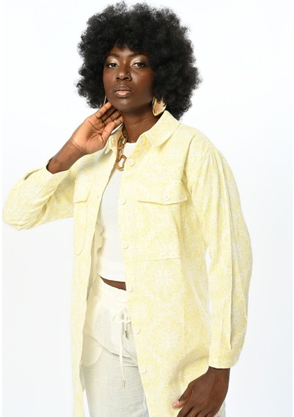 Desenli Çift Cepli Sarı Gabardin Gömlek Ceket fiyatları