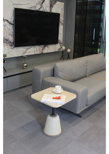 Venedik Yan Sehpa Traverten Mdf - Yan Sehpa